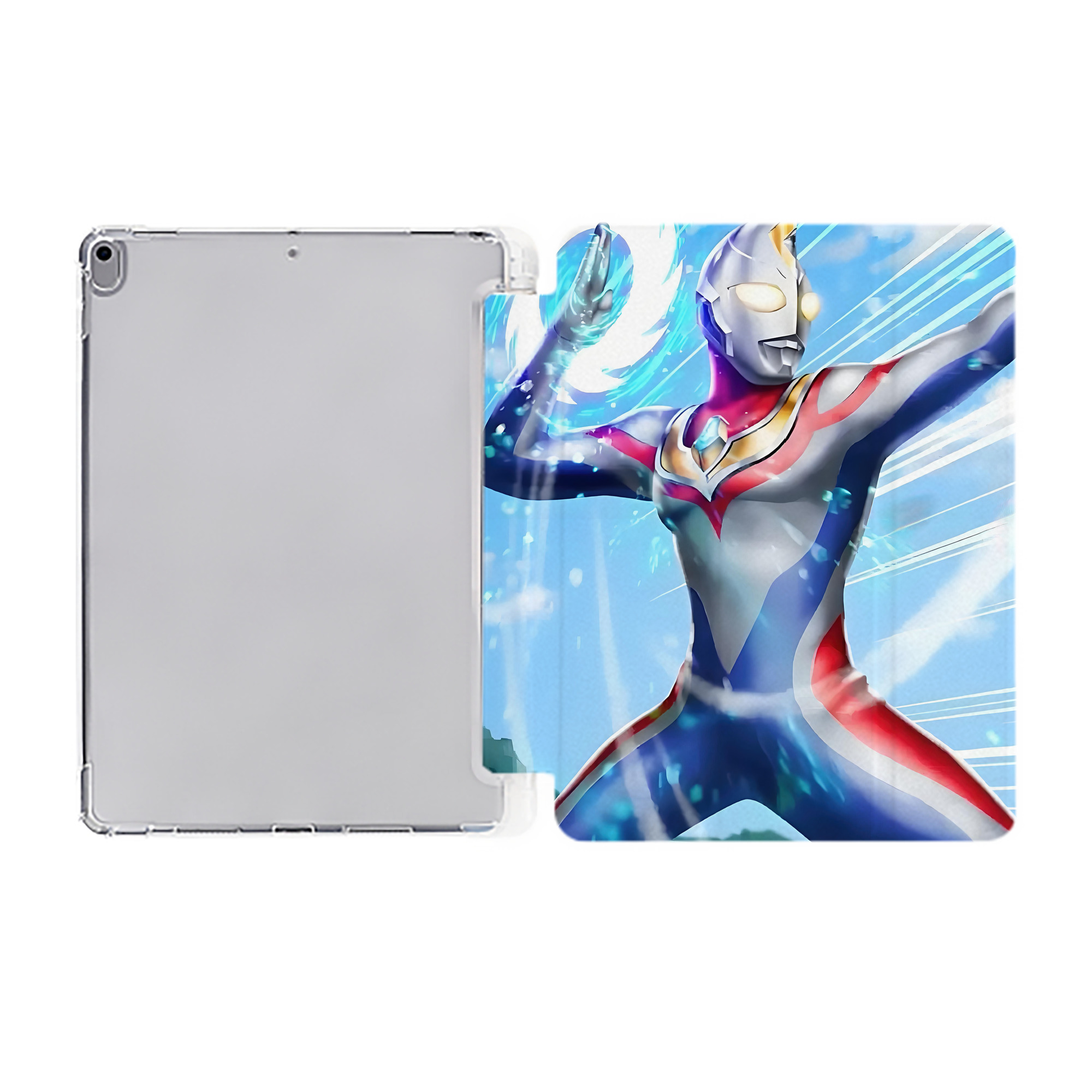 （画像用） ウルトラマン Ultraman IPad ケース ペン収納付き 三つ折りスタンド PUレザー×シリコン 対応機種9.5/10.5/10.9インチ